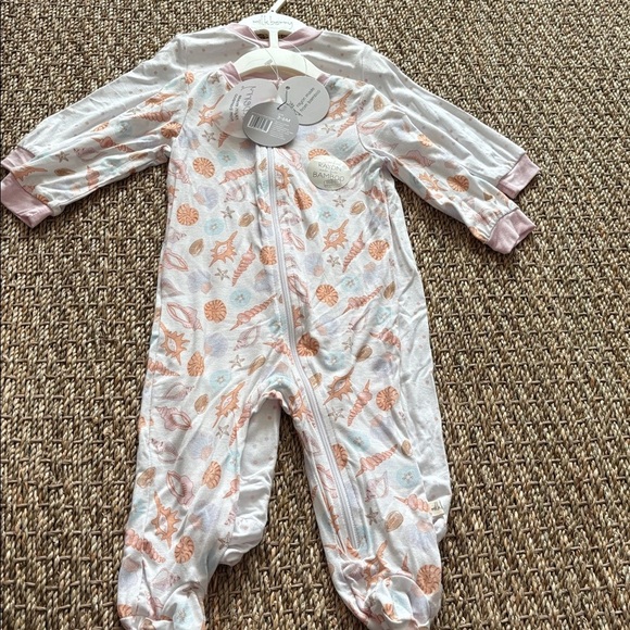 Milkberry Other - Milkberry Floral Baby Footie Seashells Beach Size 3-6 Months Set of 2